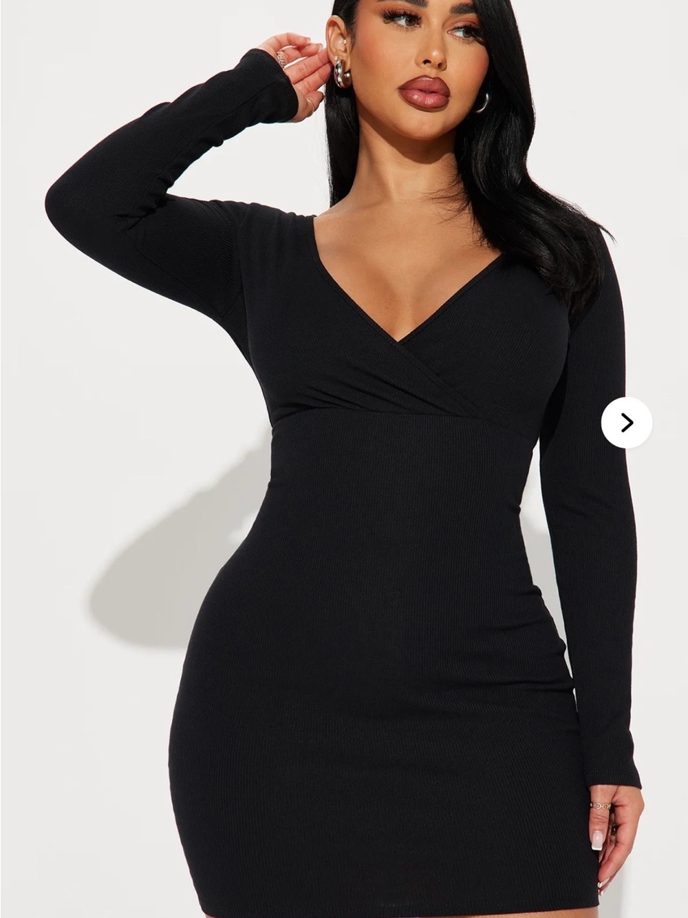 Heart Hips Black Long-Sleeve V-Neck Wrap Dress Size Medium